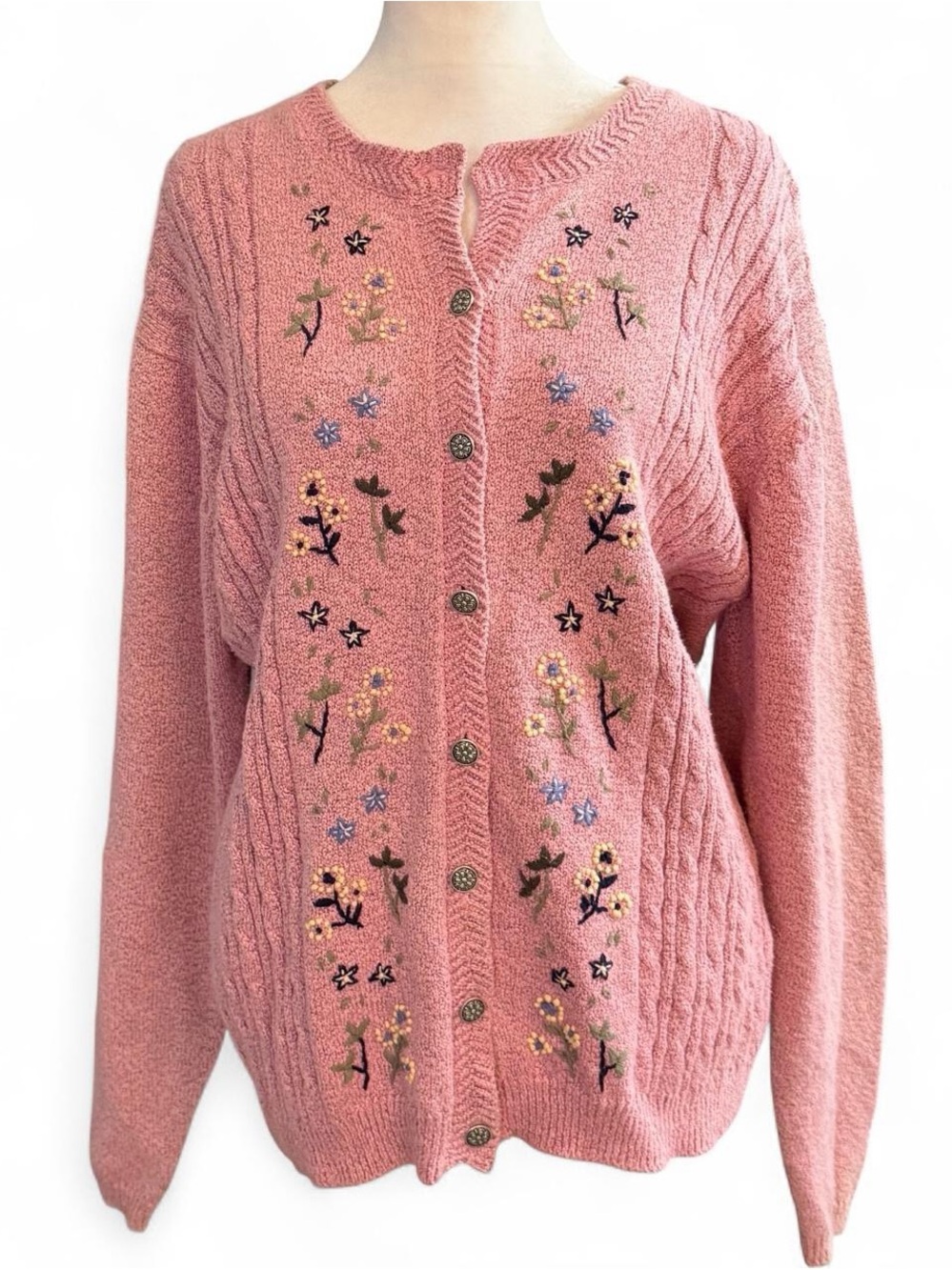 Vintage Northern Reflections Floral Embroidered Cardigan – Size XL